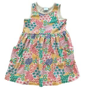 Hanna Andersson Girls Dress Sleeveless Print Pocket Dress Size US 5 Sea Daisy